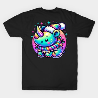 Rhinoceros Christmas Rhino Winter Kawaii Cute Chibi T-Shirt